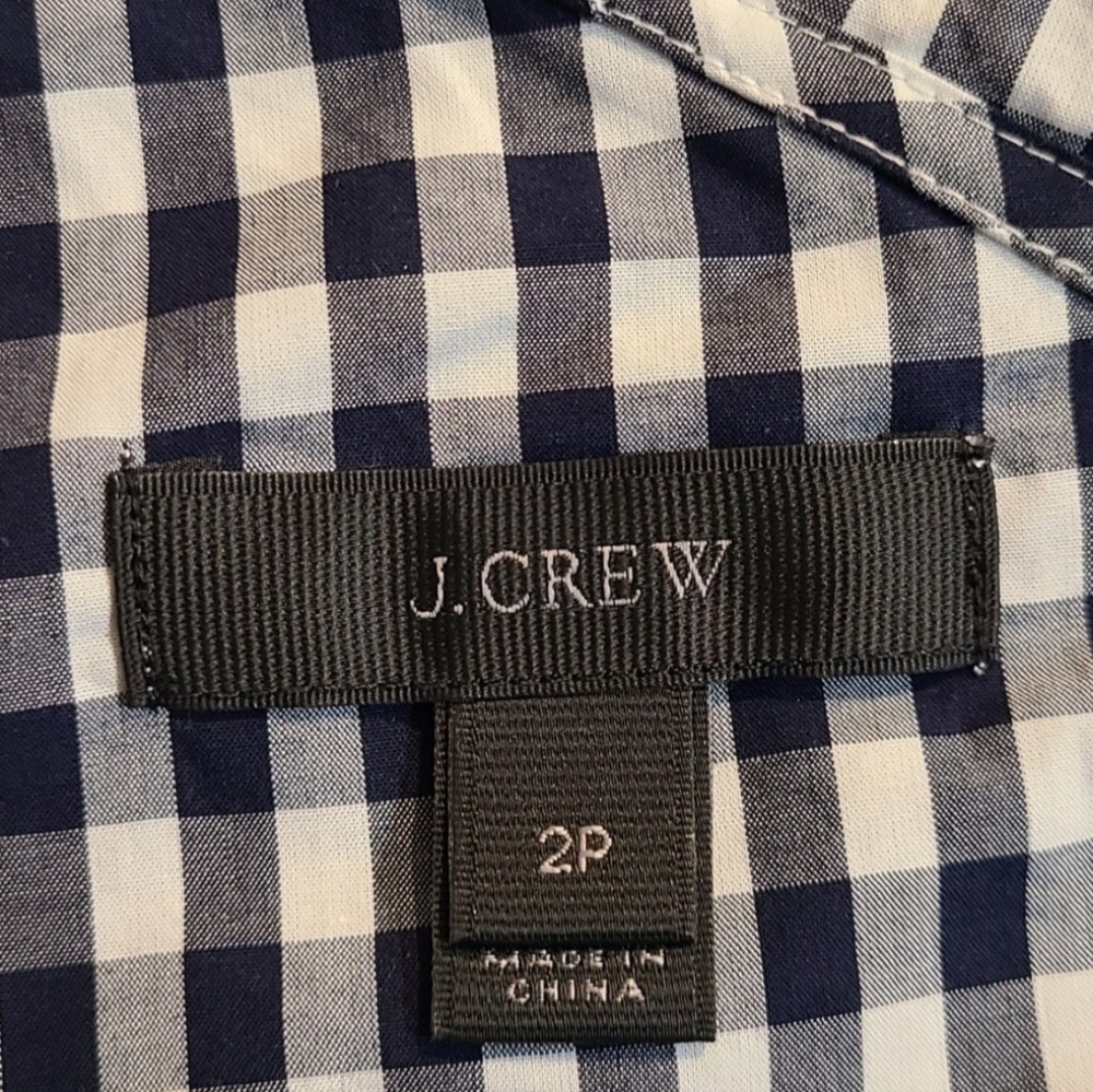 J. Crew Assymetrical Checkered Ruffle Top - Picture 3 of 10